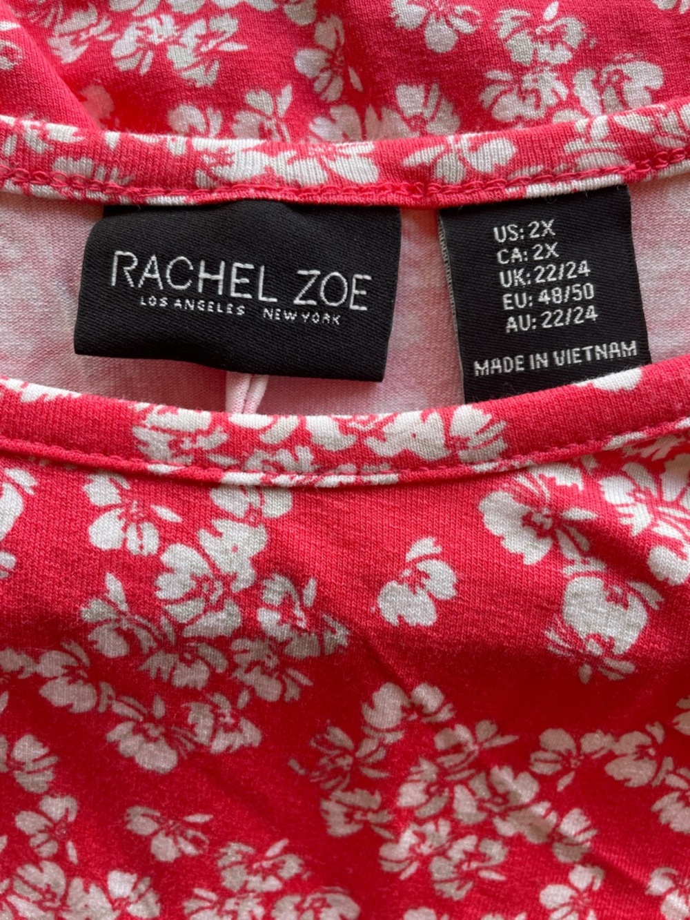 Rachel Zoe Coral and White print Floral Sleeveless A-Line Midi Dress Plus Sz 2X - Picture 5 of 6